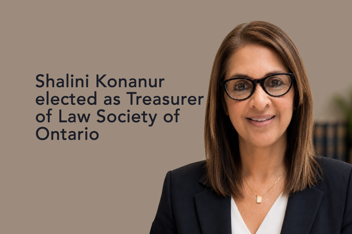 Shalini Konanur elected as Treasurer of Law Society of Ontario
