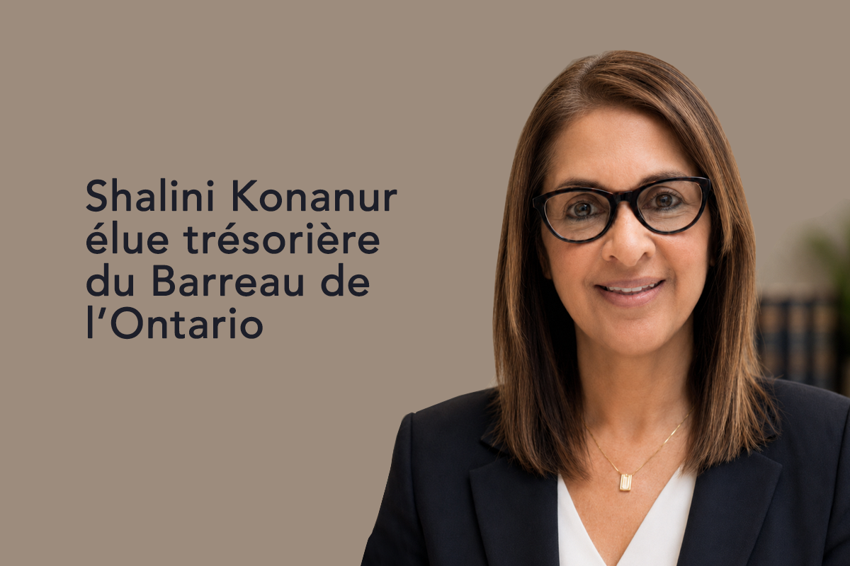 Shalini Konanur élue trésorière du Barreau de l’Ontario