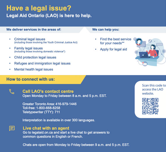 Legal Aid Ontario general services poster